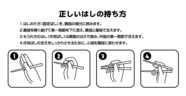 お箸の正しい持ち方 神戸はしまん